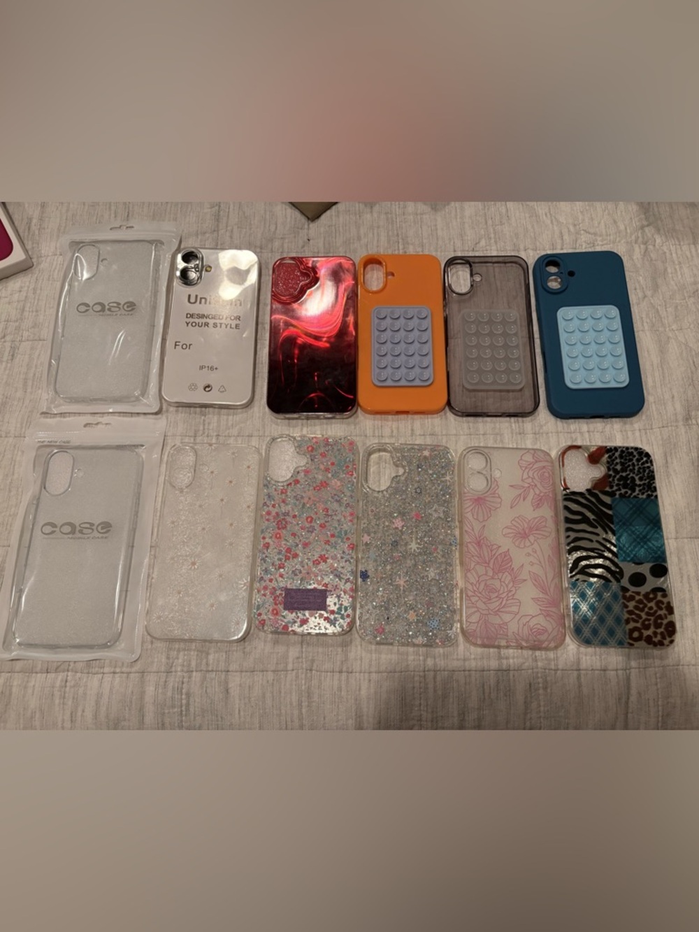 Clear Floral & Glitter iPhone Case Collection, Pink, Orange, Red Options 16 Plus